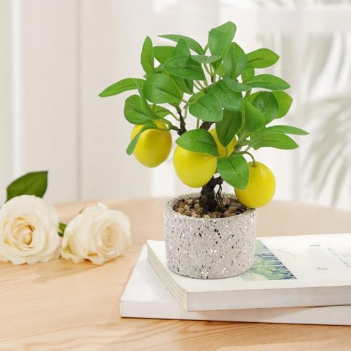 Woration Artificial Fake Yellow Lemon Tree Bonsai