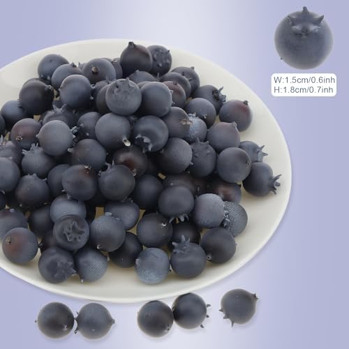 100Pcs Artificial Blueberries DIY Decor Fruit Display