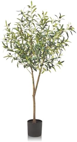 GOVIRAYE Artificial Olive Tree 5ft - Lifelike Indoor Faux Plant