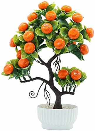 14 Inch Faux Orange Tree Bonsai with Vase and Pot