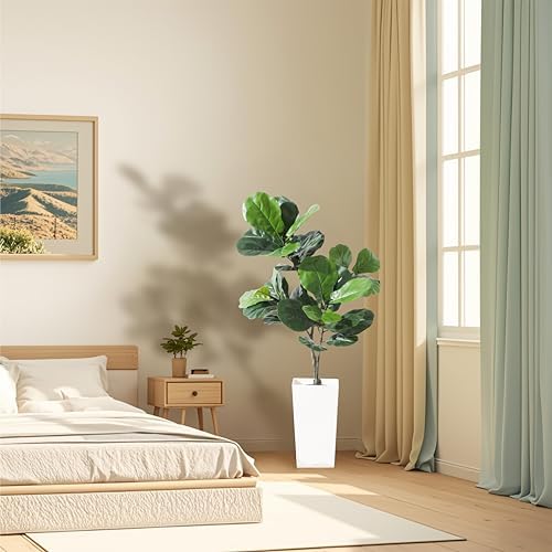 Artificial Fiddle Leaf Fig Tree 5FT Silk with White Planter