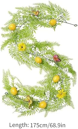 69in Artificial Lemon Vine Garland with Leaves and Butterflies