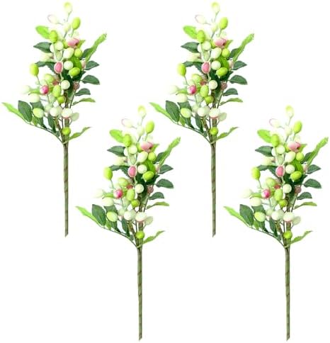 MSUIINT Artificial Olive Branches with Fruits 4PCS