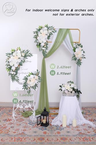 Pack of 2 Artificial Wedding Arch Flowers Decorations Reusable White
