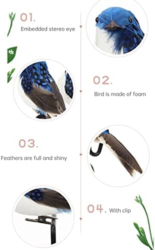4PCS Green Artificial Feathered Birds for Christmas Tree Decor