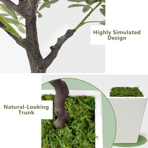 7ft Artificial Olive Tree with Realistic Fruits and Natural Wood Trunk