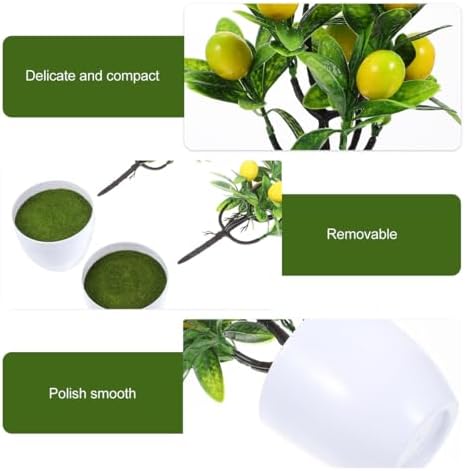 PRETYZOOM 2pcs Artificial Lemon Tree 24cm Potted Plant