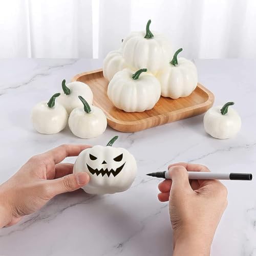 YUNXIASW Artificial White Pumpkin 12PCS Foam Fall Decor