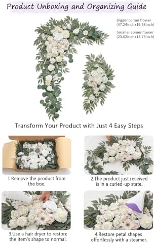 BMQDSM Deluxe Wedding Arch Flowers Set of 4 White