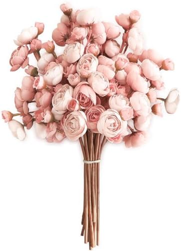 Floroom Dusty Rose Mini Ranunculus Artificial Flowers 18 Pcs