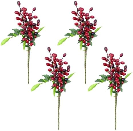MISNODE 4PCS Artificial Olive Branches with Fruits 1