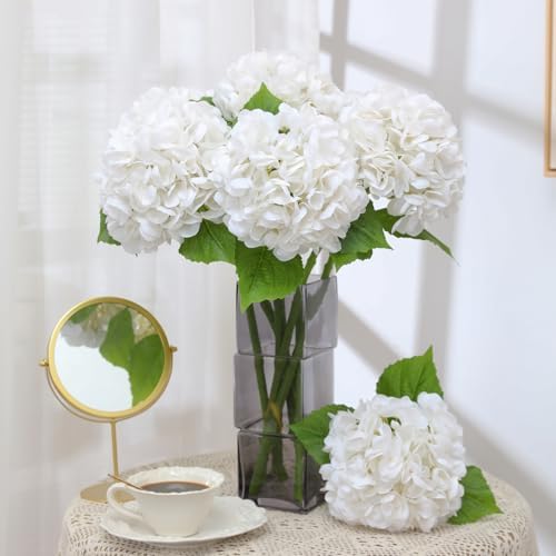 Nubry 2244In White Hydrangea Artificial Flowers 4Pcs