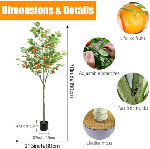 6 Feet Fake Orange Tree Artificial with Realistic Fruits and Leaves