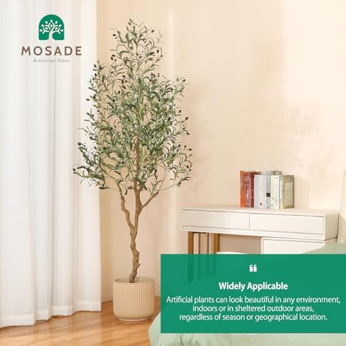 MOSADE 7 Feet Artificial Olive Tree with Seagrass Basket