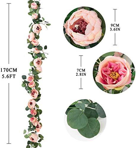 Veryhome 2pcs Artificial Flowers Garland with Peonies and Eucalyptus