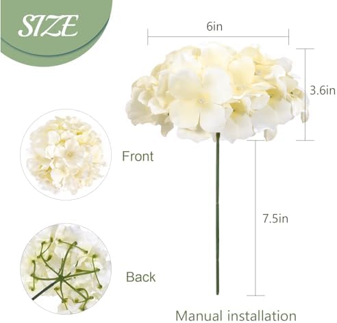 Auihiay 64pcs Champagne Artificial Hydrangeas with Stems