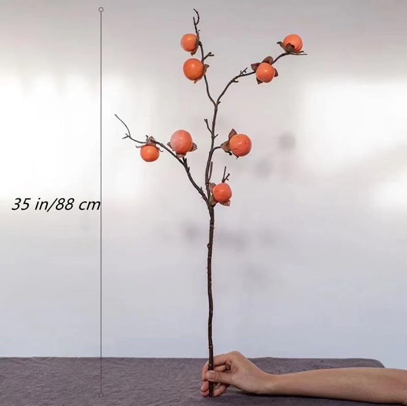 JOSON 36 Inch Artificial Persimmon Stem Set of 2 Orange 1