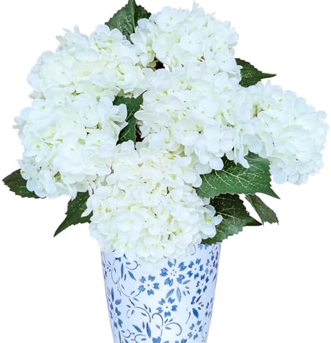 6PCS Premium White Hydrangea Artificial Flowers Bouquets