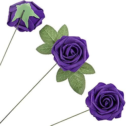 Lansdowns Artificial Foam Rose 25pcs Purple Realistic