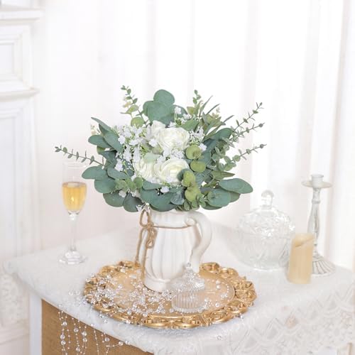 110 Pcs 7 Kinds Mixed Artificial Eucalyptus Stems and Flowers
