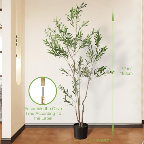 MOLACHI 6 FT Artificial Olive Tree with Natural Wood Trunk and Lifelike Fruits