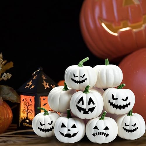 ShellKingdom Artificial Mini Pumpkin Decor 12PCS White