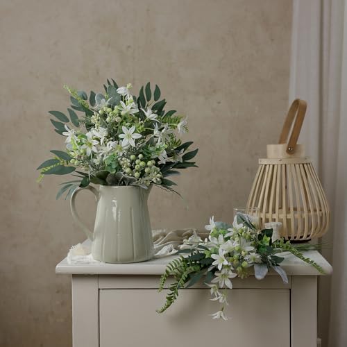 FOTEEWL 70 Pcs Artificial Greenery Stems Box Set for Wedding and DIY