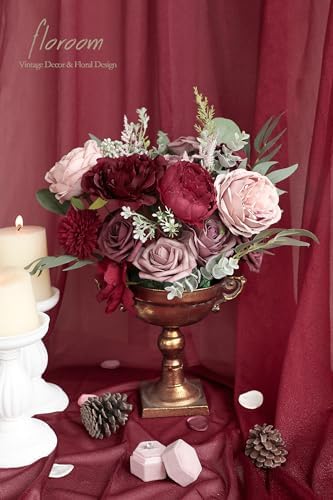 Floroom Artificial Flowers Dark Red Wedding Set