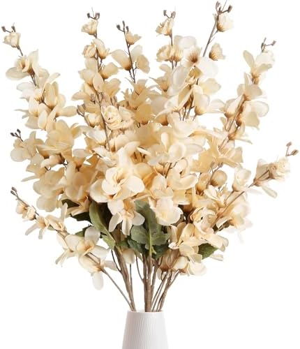 6PCS Champagne Delphinium Artificial Flowers for Wedding Decor