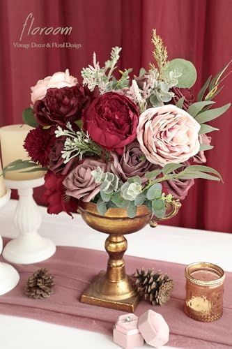 Floroom Artificial Flowers Dark Red Wedding Set
