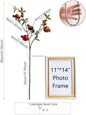 Forlaoers 2pcs Artificial Red Pomegranate Flowers