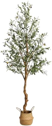 GAOMON 6FT Artificial Olive Tree with Basket and Lifelike Fruits