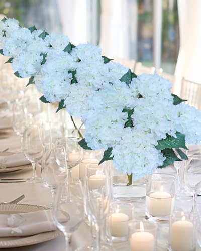 6PCS Premium White Hydrangea Artificial Flowers Bouquets