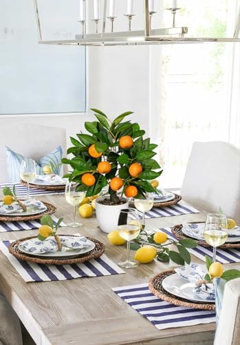 Faux Orange Tree 161 Inch Artificial Citrus Plant with White Pot
