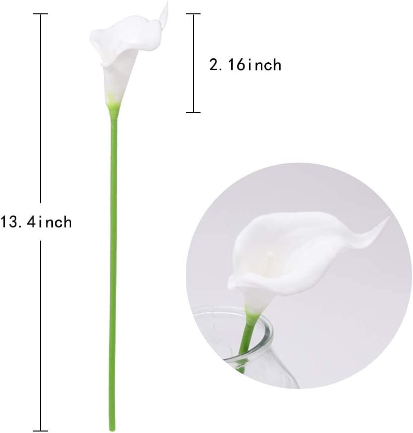 IPOPU 24PCS Artificial Calla Lily Flowers Real Touch White