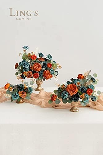 Lings Moment Artificial Roses 25Pcs 3 Inch Teal Shades