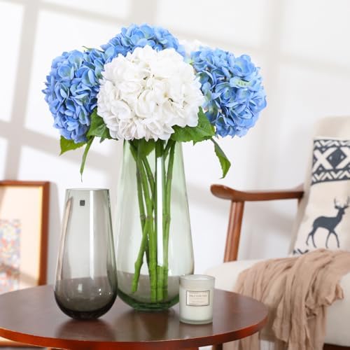 Nubry 2244In White Hydrangea Artificial Flowers 4Pcs