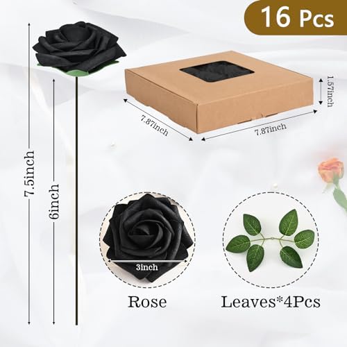 BLEUM CADE 16Pcs Artificial Flowers Fake Roses with Stems