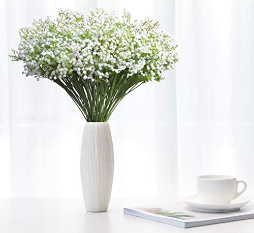 JIFTOK Artificial Babys Breath Flowers 24 Pcs White Wedding Decoration