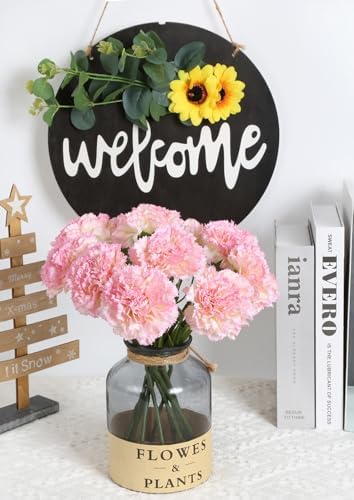 ICBOX Artificial Pink Carnation Flowers 15pcs with Stems