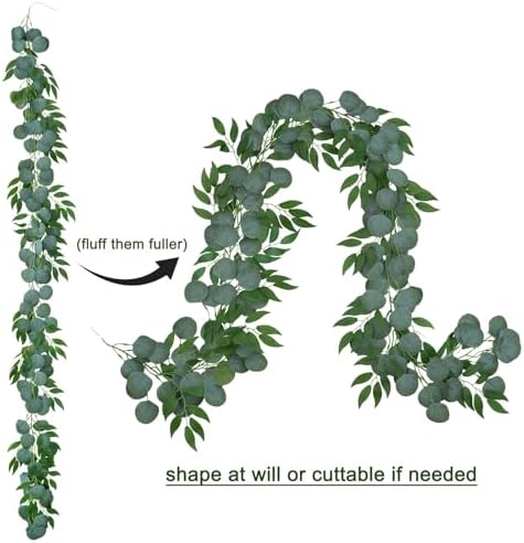 4 Pack Artificial Eucalyptus Garland with Willow Leaves