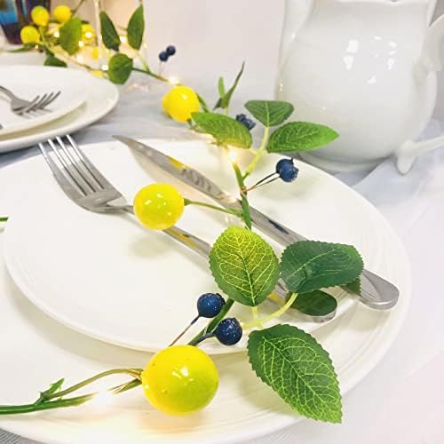 Lemon Blueberry Vine Garland with LED Lights 2 Pack