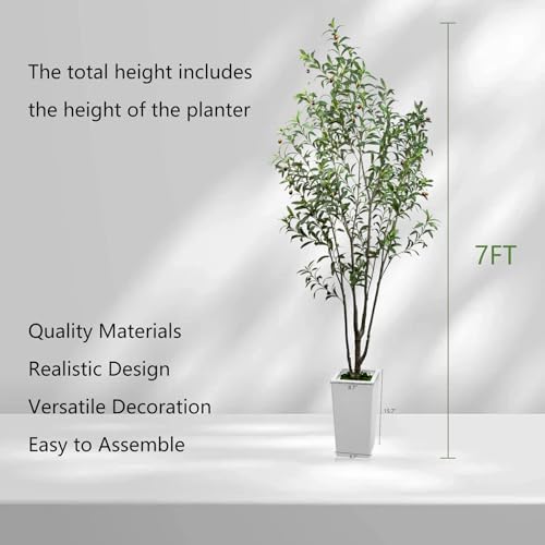 7FT Artificial Olive Tree with Dried Moss and White Pot