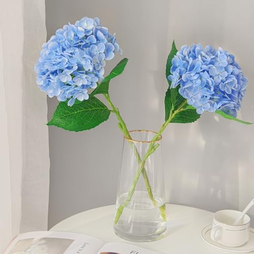Real Touch Blue Hydrangea Artificial Flowers 3 Pcs