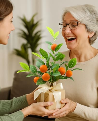 AceList Artificial Orange Tree in White Pot