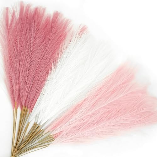 Agusbagli 30pcs Pink Faux Pampas Flowers Vase Filler Decor