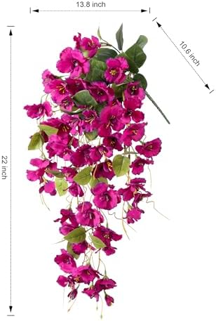 Ivydale Artificial Hanging Hibiscus Flowers 2pcs Fuchsia UV Resistant Decor
