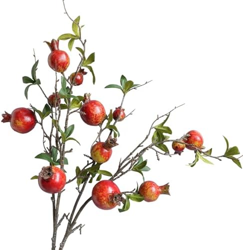 Forlaoers 2pcs Artificial Red Pomegranate Flowers