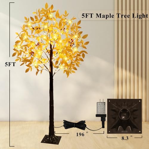 5FT Lighted Artificial Maple Tree with 105 LED Lights
