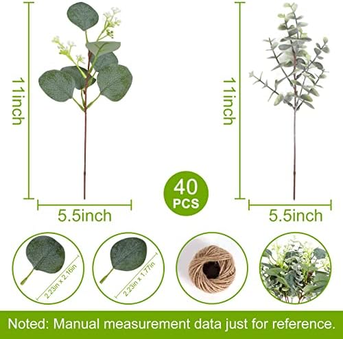 40 Pcs Artificial Eucalyptus Leaves Greenery for Decor